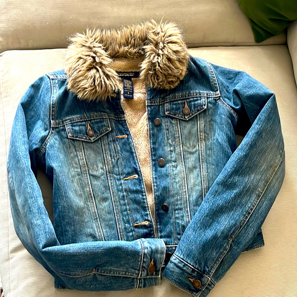 Abercrombie fur lined jean jacket